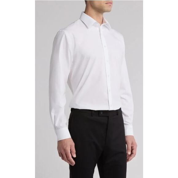 Nordstrom Traditional Fit NonIron Solid Stretch Dress Shirt White 18.5 34-35 $80 - Picture 2 of 6